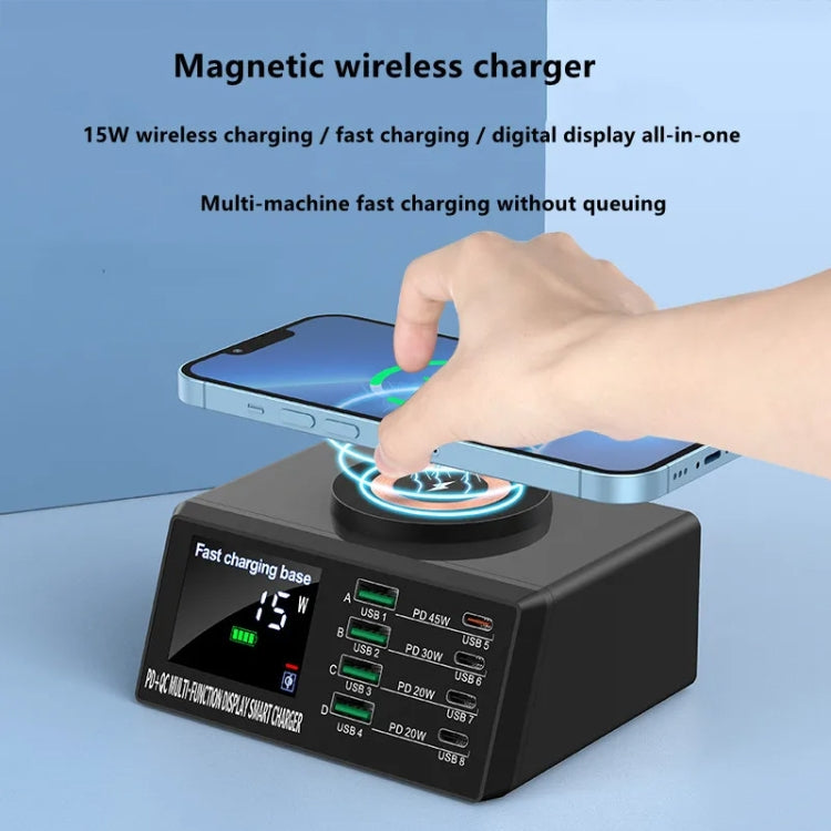 X9M 9-in-1 110W USB+PD Smart Multi-ports QI Magnetic Wireless Charger, Spec: Black UK Plug - Multifunction Charger by buy2fix | Online Shopping UK | buy2fix