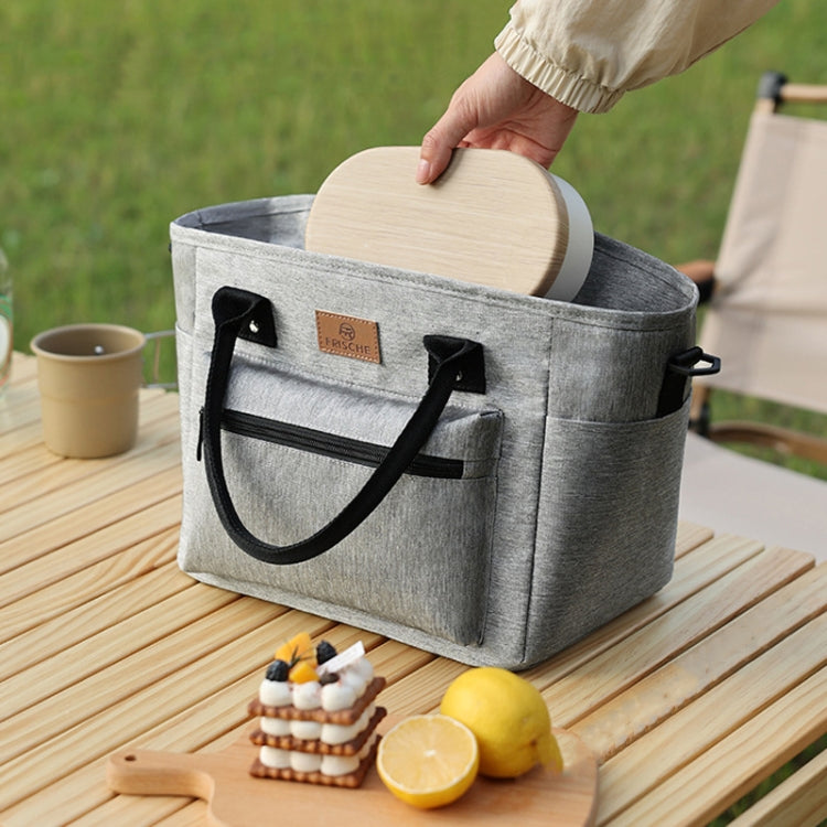 FRISCH Portable Handheld Insulated Lunch Pack Outdoor Picnic Thicked Bento Bag(Gray) - Lunch Bags by FRISCH | Online Shopping UK | buy2fix