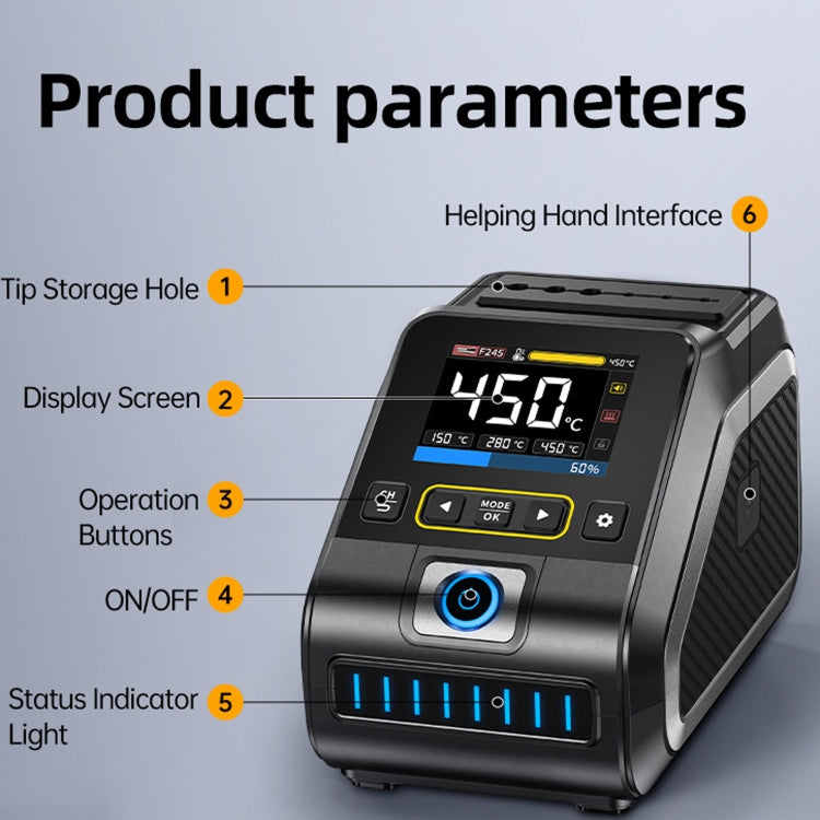 FNIRSI 200W Intelligent Constant Temperature Electric Soldering Iron Station, Set: US Plug F245 B Head - Electric Soldering Iron by FNIRSI | Online Shopping UK | buy2fix