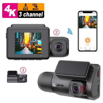 M700A 3 Channels Car Recorder 4K UHD Front+1080P Inside+2K Rear+GPS+WIFI Dash Cam(Black) - Car DVRs by buy2fix | Online Shopping UK | buy2fix