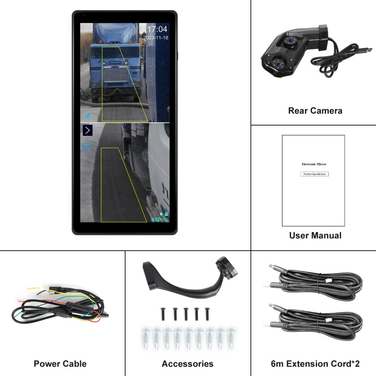 10.36 inch Wired HD 1 Drag 1 Blind Zone Monitor Universal AHD Reversing Kit Left(Standard) - Rear View Cameras by buy2fix | Online Shopping UK | buy2fix