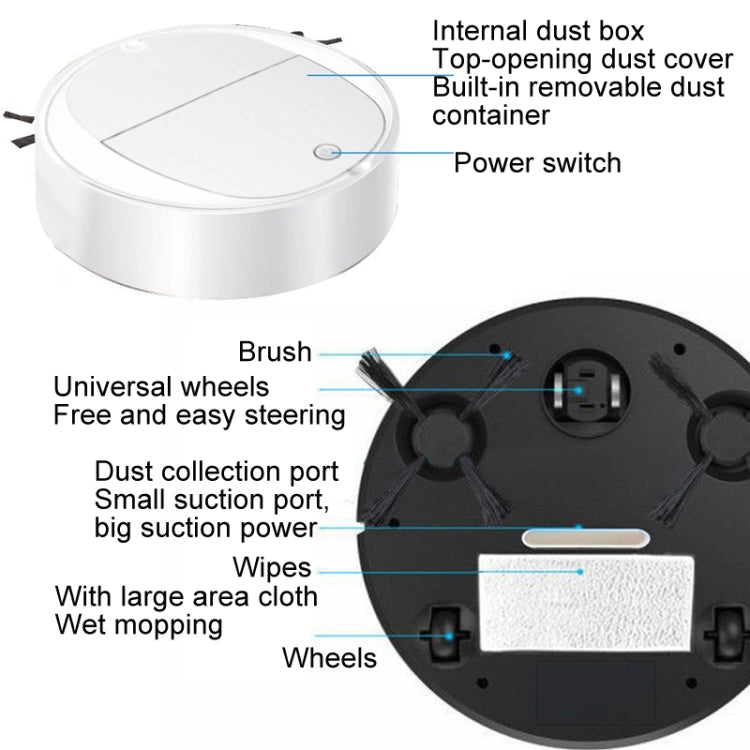 Intelligent Sweeper Robot Home Automatic 3 In 1 Integrated Cleaning Machine Vacuum Cleaner, Style: Battery Black - Robot Vacuum Cleaner by buy2fix | Online Shopping UK | buy2fix