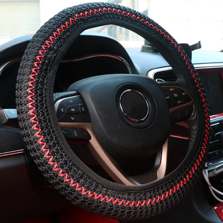 Universal Car Steering Wheel Ice Silk Non-slip Breathable Protective Cover(Red Black) - Steering Wheel Accessories by buy2fix | Online Shopping UK | buy2fix