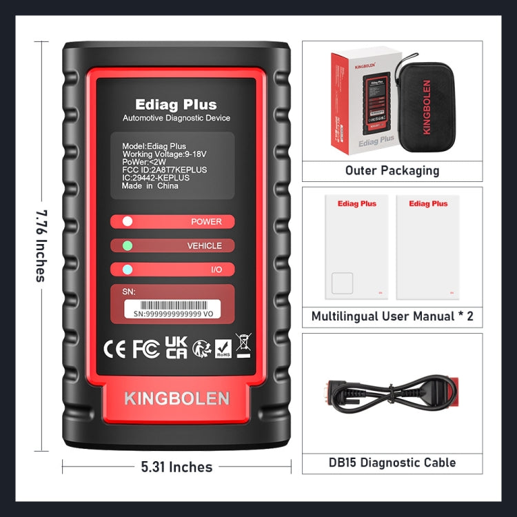 KINGBOLEN OBD2 Car Tester Diagnostics(Ediag Plus) - Electronic Test by KINGBOLEN | Online Shopping UK | buy2fix