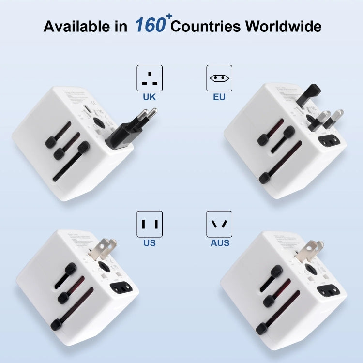 3 x USB & 1 x USB-C / Type-C Travel Plug Adapter International Universal Charging Block(Black) - Plug Adaptor by buy2fix | Online Shopping UK | buy2fix