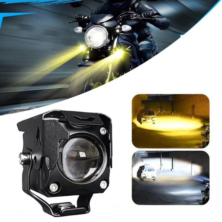 20W Motorcycle LED Headlight Auxiliary Spotlight Lens Dual Color Fog Light(Near Yellow+Far White) - Headlights by buy2fix | Online Shopping UK | buy2fix