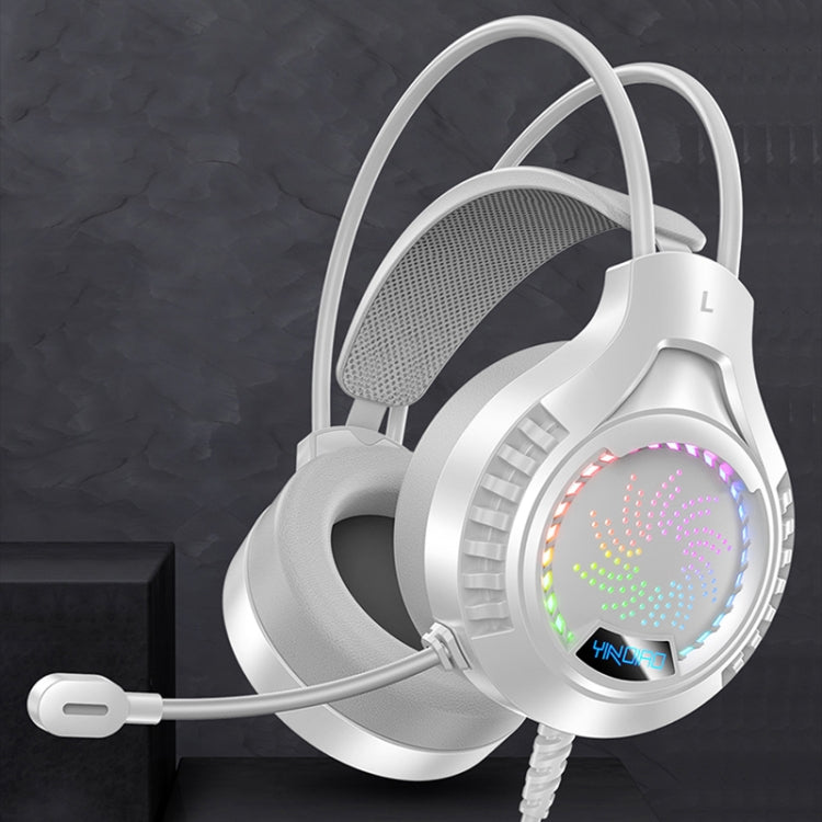 YINDIAO Q7 Colorful Light Computer Wired Headset USB Gaming Headset USB7.1 Sound Card White - Multimedia Headset by YINDIAO | Online Shopping UK | buy2fix