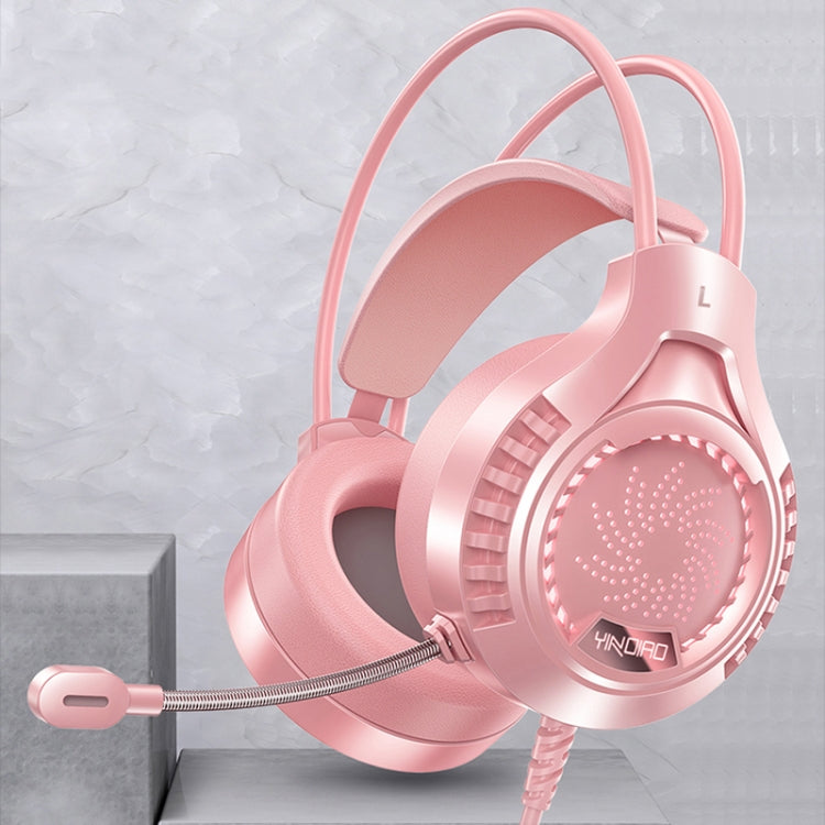 YINDIAO Q7 Colorful Light Computer Wired Headset USB Gaming Headset USB7.1 Sound Card Pink - Multimedia Headset by YINDIAO | Online Shopping UK | buy2fix