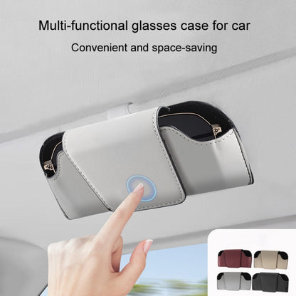 Car Eyeglasses Case Sun Visor Back Clip Sunglasses Organizer Multi-function Leather Sunglasses Clip(Beige) - Sunglasses & Glasses Clips by buy2fix | Online Shopping UK | buy2fix