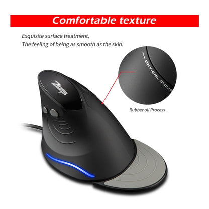 ZELOTES T30 6-keys Vertical Grip Detachable Ergonomic Wired Mouse(7-color Breathing Light) - Wired Mice by ZELOTES | Online Shopping UK | buy2fix