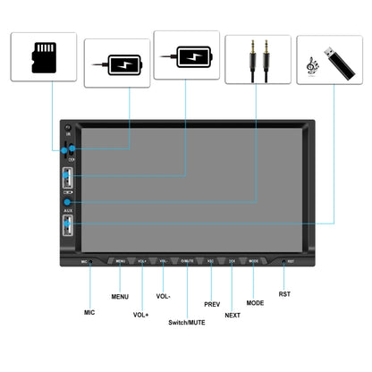 7-inch Double Din Car MP5 Player Support CarPlay/Android Auto/Mirror Link/Bluetooth With 12-light Camera - Car MP3 & MP4 & MP5 by buy2fix | Online Shopping UK | buy2fix