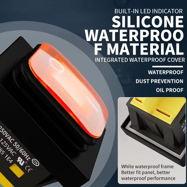 FILN 220V 30A Split Dustproof Boat-type Switch With Light, Specifications: Waterproof 6 Pin 3 Gear Red Light - Car Switches by FILN | Online Shopping UK | buy2fix