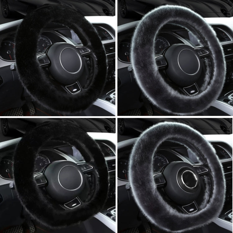 38cm Car Steering Wheel Winter Warm Short Plush Cover(O-type Gray) - Steering Wheel Accessories by buy2fix | Online Shopping UK | buy2fix