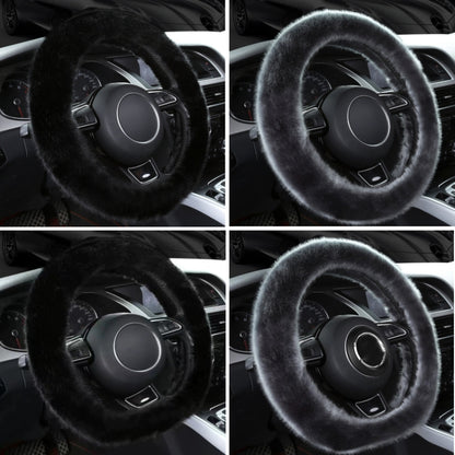 38cm Car Steering Wheel Winter Warm Short Plush Cover(O-type Gray) - Steering Wheel Accessories by buy2fix | Online Shopping UK | buy2fix