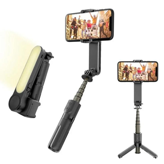 L09 Mini Handheld Folding Anti-shake Stabilizer Bluetooth Beauty Fill Light Selfie Stick(Black) - Selfie Sticks by buy2fix | Online Shopping UK | buy2fix