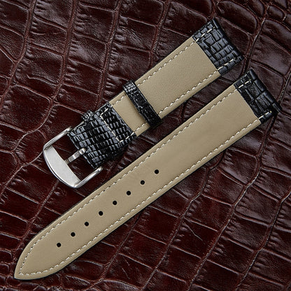 Lizard Texture Leather Strap  Watch Band, Size: 24mm(Coffee) - Watch Bands by buy2fix | Online Shopping UK | buy2fix
