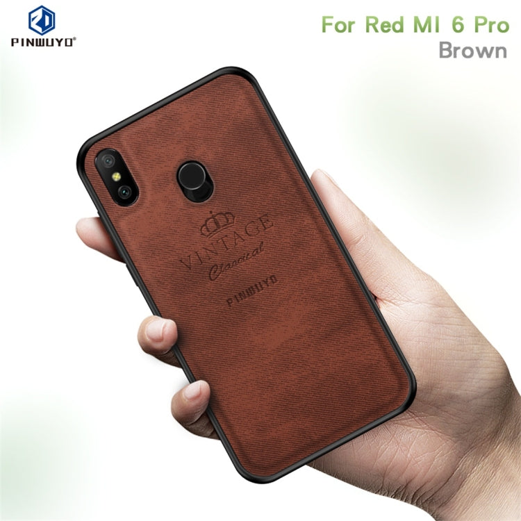 PINWUYO Shockproof Waterproof Full Coverage PC + TPU + Skin Protective Case for Xiaomi Redmi 6 Pro(Brown) - Xiaomi Cases by PINWUYO | Online Shopping UK | buy2fix