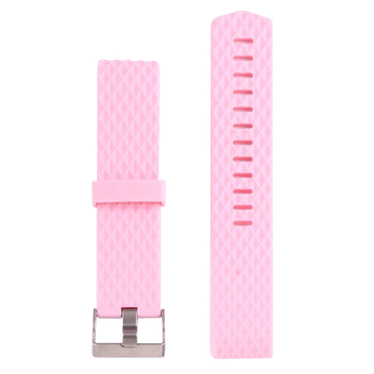 For Fitbit Charger 2 Bracelet Watch Diamond Texture TPU Watch Band, Full Length: 23cm(Pink) - Watch Bands by buy2fix | Online Shopping UK | buy2fix