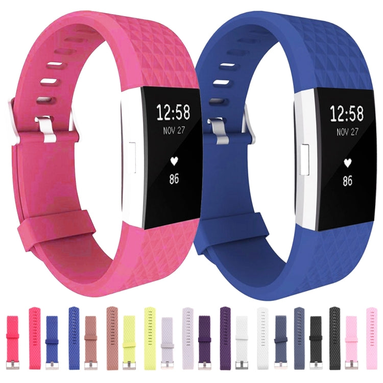 For Fitbit Charger 2 Bracelet Watch Diamond Texture TPU Watch Band, Full Length: 23cm(Purple) - Watch Bands by buy2fix | Online Shopping UK | buy2fix