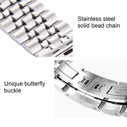 22mm Men Hidden Butterfly Buckle 7 Beads Stainless Steel Watch Band For Apple Watch 38mm(Black+Rose gold) - Watch Bands by buy2fix | Online Shopping UK | buy2fix