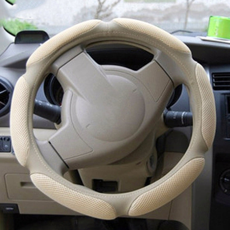 Sandwich Steering Wheel Cover (Colour: Beige and white glue, Adaptation Steering wheel diameter: 38cm) - Steering Wheel Accessories by buy2fix | Online Shopping UK | buy2fix