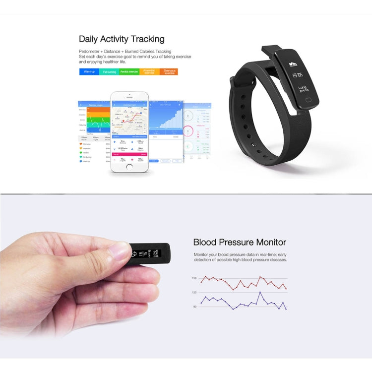 SMA-B2 Fitness Tracker Bluetooth 4.0 Smart Bracelet, IP67 Waterproof, Support Sports Modes / Heart Rate Monitor / Blood Pressure Monitor / Sleep Monitor(Black) - Smart Wear by buy2fix | Online Shopping UK | buy2fix