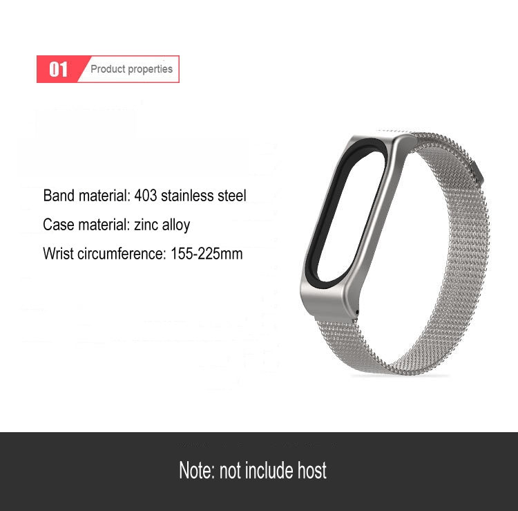 Mijobs Milan CS Metal Magnetic Watch Band for Xiaomi Mi Band 3 & 4 & 5 & 6, Host not Include(Black) - Watch Bands by buy2fix | Online Shopping UK | buy2fix