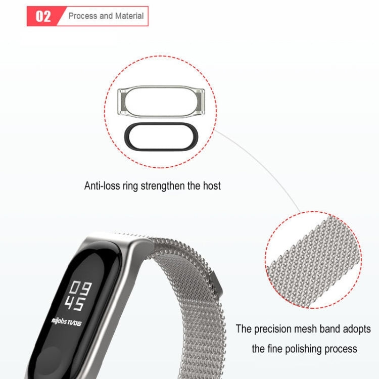 Mijobs Milan CS Metal Magnetic Watch Band for Xiaomi Mi Band 3 & 4 & 5 & 6, Host not Include(Black) - Watch Bands by buy2fix | Online Shopping UK | buy2fix