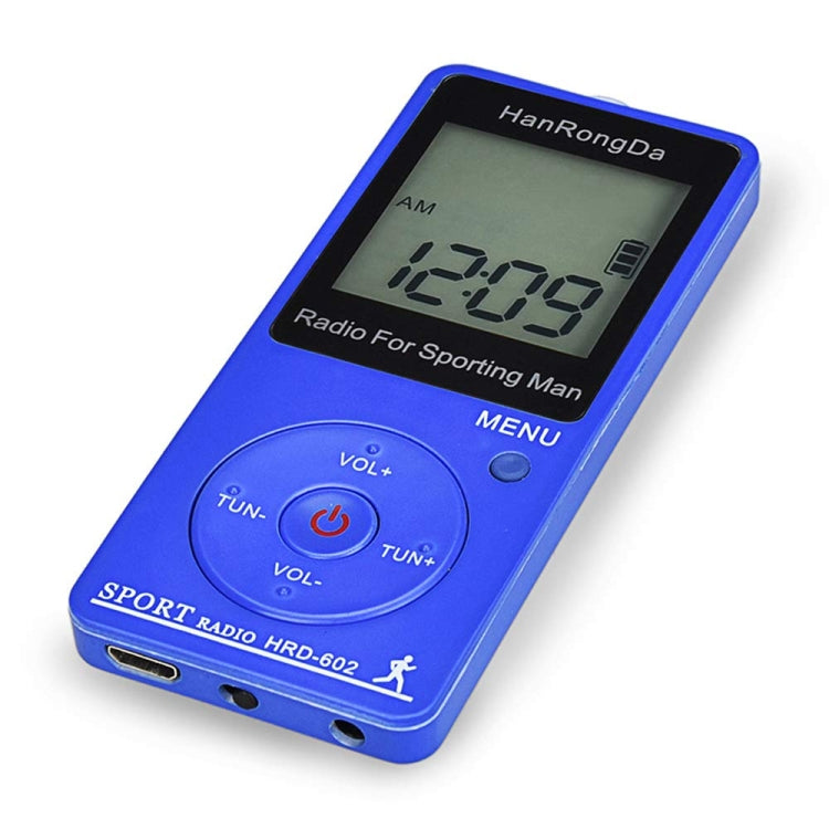 HRD-602 Digital Display FM AM Mini Sports Radio with Step Counting Function (Blue) - Consumer Electronics by buy2fix | Online Shopping UK | buy2fix