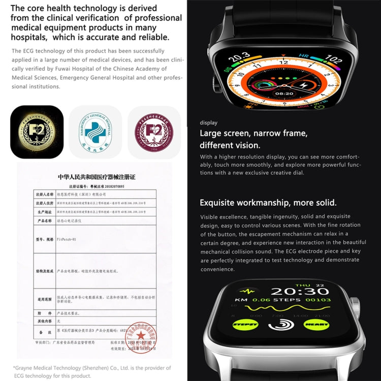 HAMTOD GT22 1.85 inch TFT Screen Health Smart Watch, Support Bluetooth Call / Plateau Blood Oxygen / Skin Health / Body Temperature / Arrhythmia / TI Heart Rate Monitoring (Silver) - Smart Wear by HAMTOD | Online Shopping UK | buy2fix