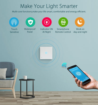 NEO NAS-SC01W Wireless WiFi EU Smart Light Control Switch 1Gang - Smart Switch by NEO | Online Shopping UK | buy2fix