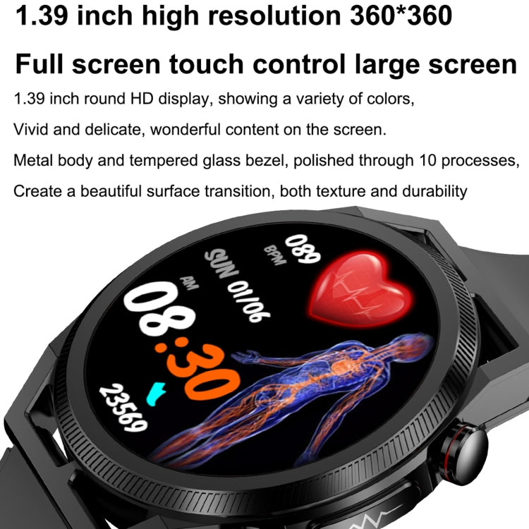 ET310 1.39 inch IPS Screen IP67 Waterproof Silicone Band Smart Watch, Support Body Temperature Monitoring / ECG (Black) - Smart Watches by buy2fix | Online Shopping UK | buy2fix