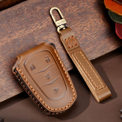 For Cadillac / CT5 / CT6 / XT6 4-button C086 Car Key Leather Protective Case (Brown) - In Car by buy2fix | Online Shopping UK | buy2fix