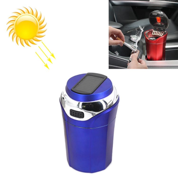 N12E Car Creative Ashtray Solar Power With Light And Cover With Cigarette Liighter (Blue) - In Car by buy2fix | Online Shopping UK | buy2fix