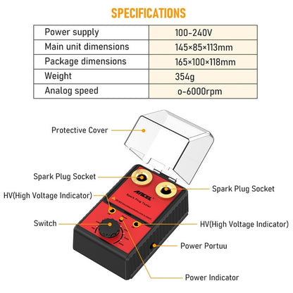 ANCEL Car Double Hole Spark Plug Flashover Tester, US Plug - Electronic Test by buy2fix | Online Shopping UK | buy2fix