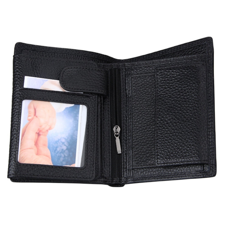 Genuine Cowhide Leather 3-folding Card Holder Wallet RFID Blocking Card Bag Protect Case for Men, Size: 13*10.2*2.5cm - Home & Garden by buy2fix | Online Shopping UK | buy2fix