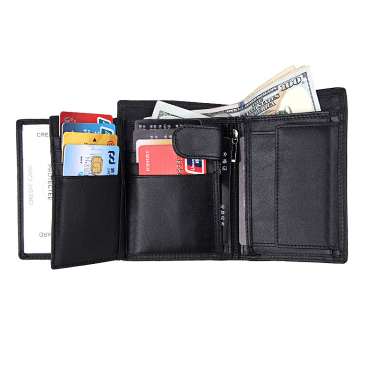 Genuine Cowhide Leather 3-folding Card Holder Wallet RFID Blocking Card Bag Protect Case for Men, Size: 13*10.2*2.5cm - Home & Garden by buy2fix | Online Shopping UK | buy2fix