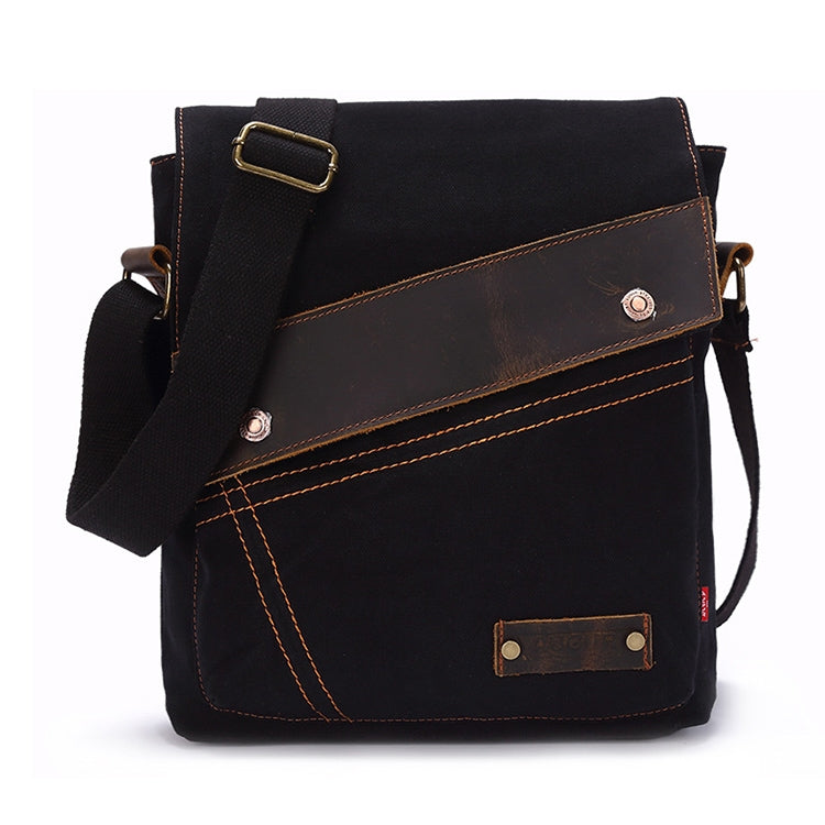 AUGUR 9088 Retro Vertical Style Canvas Shoulder Messenger Crossby Bag(Black) - Crossbody Bags by AUGUR | Online Shopping UK | buy2fix