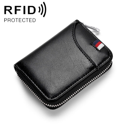 KB155 Antimagnetic RFID Zipper Leather Large-capacity Cards Holder Wallet(Black) - Home & Garden by buy2fix | Online Shopping UK | buy2fix