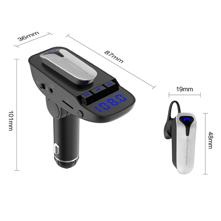 ER9 2 in 1 Hands-Free Calling Car Kit Wireless Bluetooth Headset Dual USB Charger FM Transmitter MP3 Music Player - Bluetooth Car Kits by buy2fix | Online Shopping UK | buy2fix