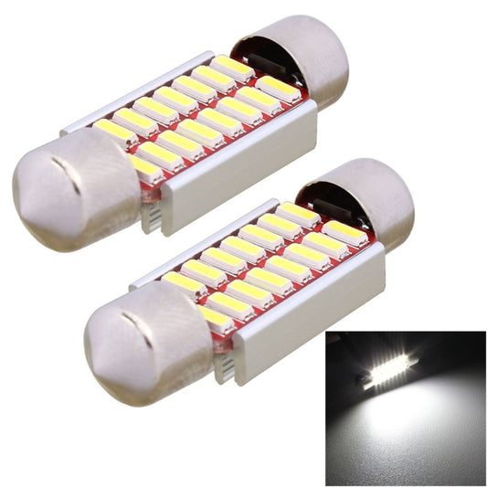 2 PCS Festoon 36mm 2W 160LM White Light 16 LED SMD 4014 Error Free License Plate Lights Car Light Bulb - Dome Lights by buy2fix | Online Shopping UK | buy2fix