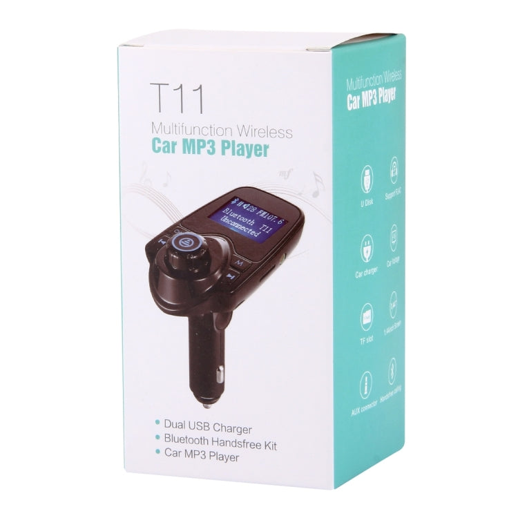 T11 Bluetooth FM Transmitter Car MP3 Player with LED Display, Support Double USB Charge & Handsfree & TF Card & U Disk Music Play Function - Bluetooth Car Kits by buy2fix | Online Shopping UK | buy2fix