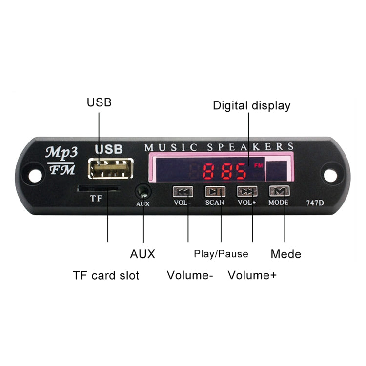 Car 12V Audio MP3 Player Decoder Board FM Radio TF USB 3.5 mm AUX, without Bluetooth and Recording - Car MP3 & MP4 & MP5 by buy2fix | Online Shopping UK | buy2fix