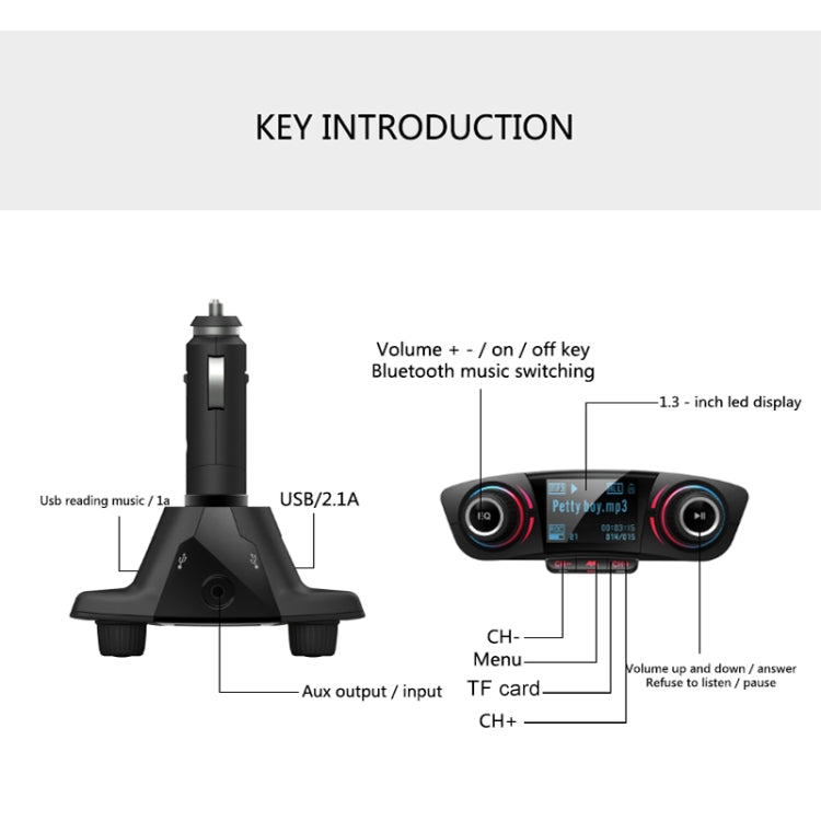 BT06 Dual USB Charging Smart Bluetooth 4.0 + EDR FM Transmitter MP3 Music Player Car Kit with 1.3 inch LED Screen, Support Bluetooth Call, TF Card & U Disk - Bluetooth Car Kits by buy2fix | Online Shopping UK | buy2fix