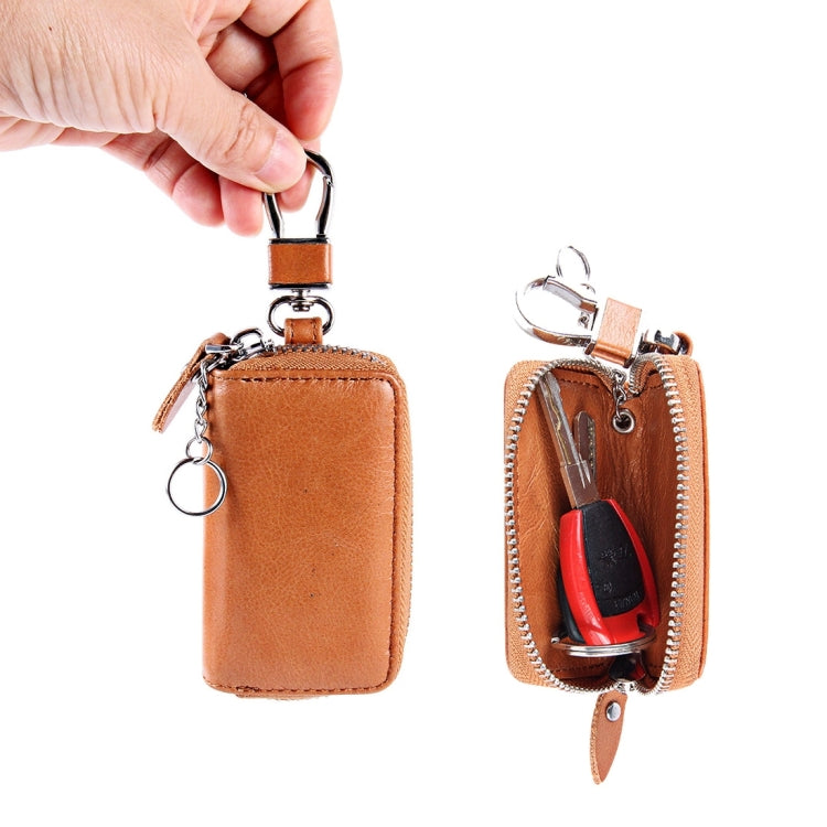 Universal Pure Cow Leather Waist Hanging Zipper Wallets Key Holder Bag (No Include Key) - Car Key Cases by buy2fix | Online Shopping UK | buy2fix