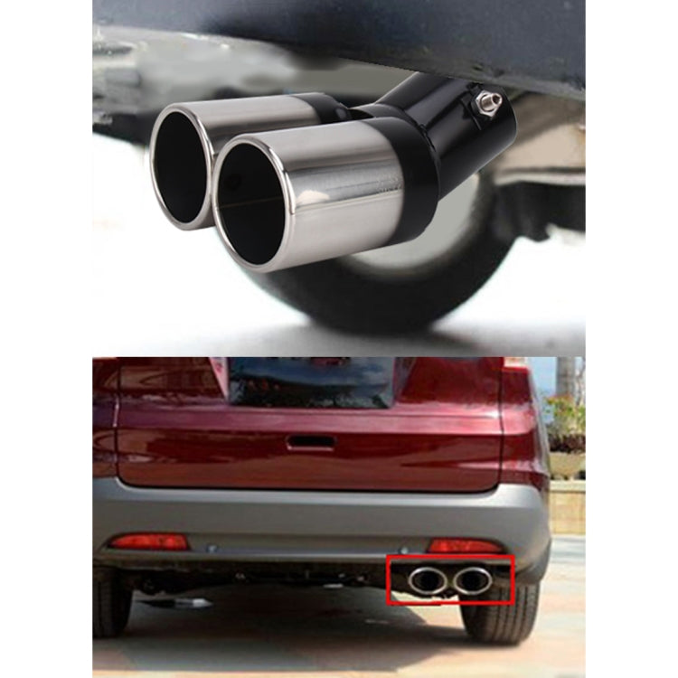 Universal Car Styling Stainless Steel Curved Double Outlets Exhaust Tail Muffler Tip Pipe(Black) - In Car by buy2fix | Online Shopping UK | buy2fix