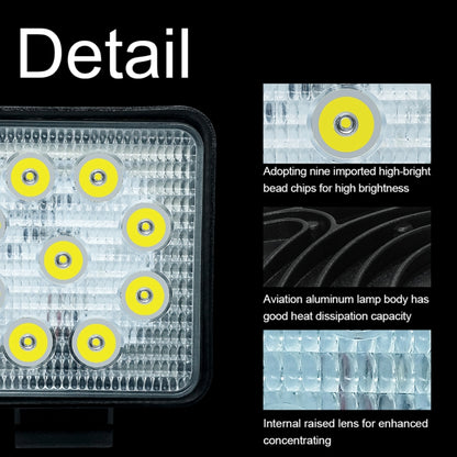 6.7W White Light Square-Shaped Waterproof Car Boat Marine Work Lights Spotlight LED Bulbs, DC 9-30V - Work Lights by buy2fix | Online Shopping UK | buy2fix