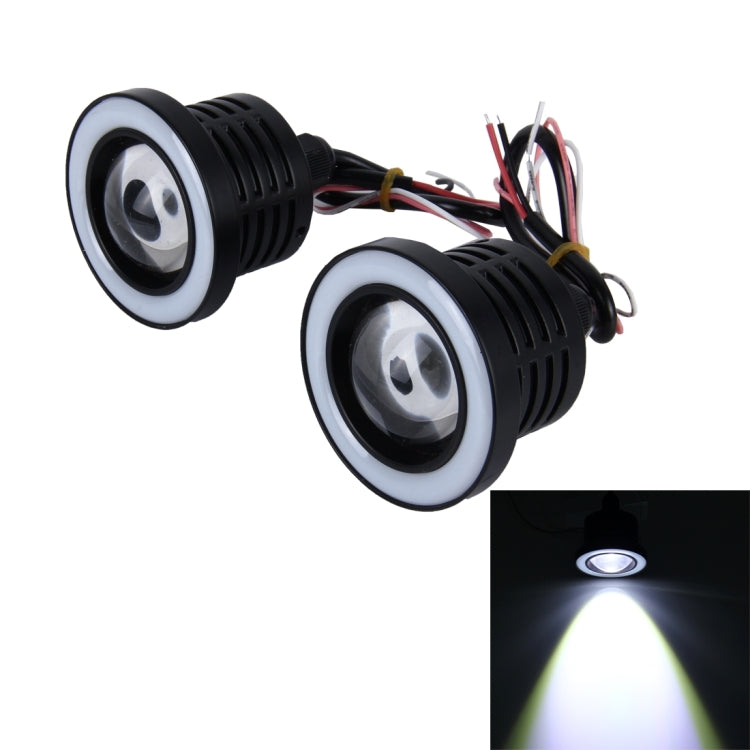 2 PCS 3 inch 10W 900 LM 6000K Car Fog Lights with Colorful Angle Eye Light, DC 12V(White Light) - Fog / Driving Lights by buy2fix | Online Shopping UK | buy2fix