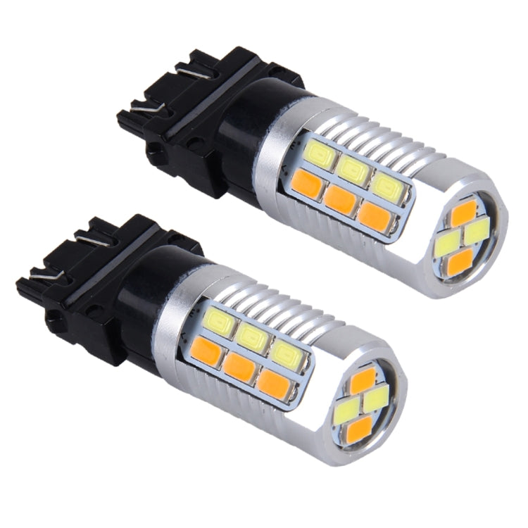 2 PCS T25-3157 6W 22 SMD-5730-LEDs White + Yellow Light Brake Light Turn Light, DC 12V - Brake Lights by buy2fix | Online Shopping UK | buy2fix