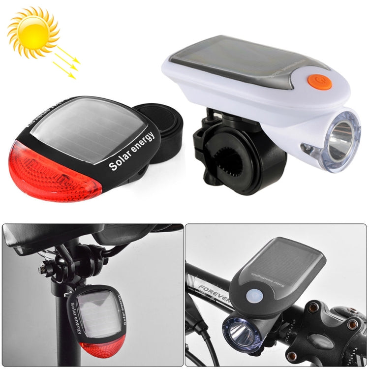 2 PCS 3W 240LM USB Solar Energy Motorcycle / Bicycle Light Set, Front Light+Back Light(White) - Headlights by buy2fix | Online Shopping UK | buy2fix